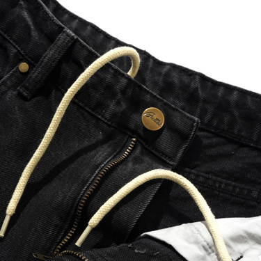 Straight Leg Denim Jeans Washed Black
