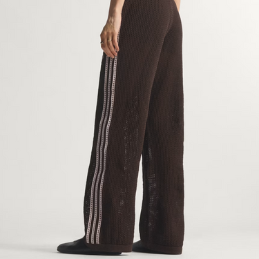KNITTED CROCHET FIREBIRD TRACK PANTS Aurora Coffee