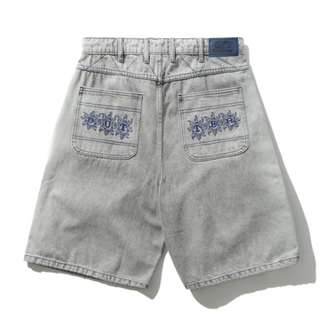 Bronco Denim Shorts, Washed Grey