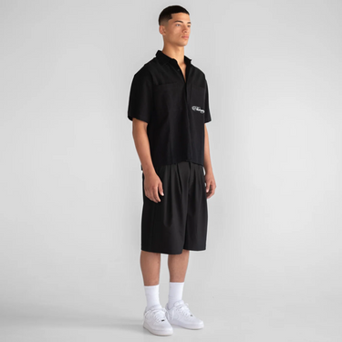 Boxy Linen Shirt-Black