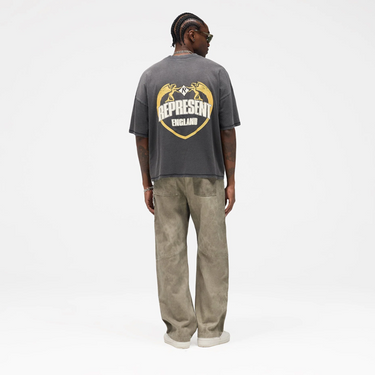 Angel Border T-Shirt  Stained Black