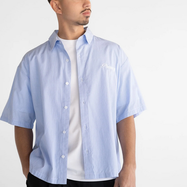 BOXY SCRIPT SHIRT - SKY BLUE