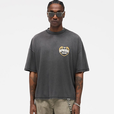 Angel Border T-Shirt  Stained Black
