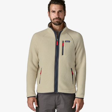 Men's Retro Pile Fleece Jacket Pelican w/Smolder Blue