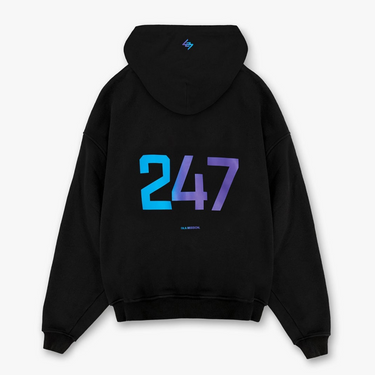 247 Oversized Hoodie Black Purple Fade