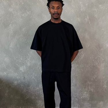 Men's Cropped Boxy Luxury Tee Black