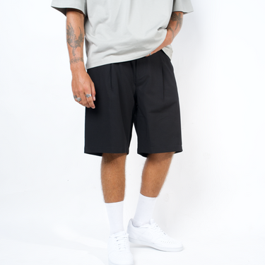 C:Blank Pleated Shorts - Black