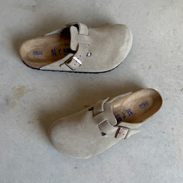 Birkenstock Boston SFB Taupe Suede Leather – Regular Fit