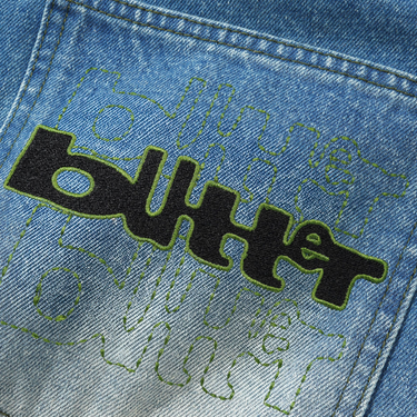 Warped Denim Shorts Washed Mid Blue
