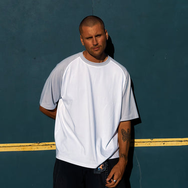 Panel Boxy Tee - White / Cement