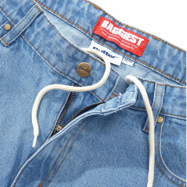 Santosuosso Denim Jeans, Washed Indigo- orange head